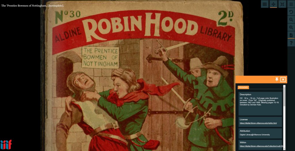 Villanova Library "Robin Hood: The Prentice Bowmen of Nottingham, [Incomplete]" displayed in Turning the Pages Online